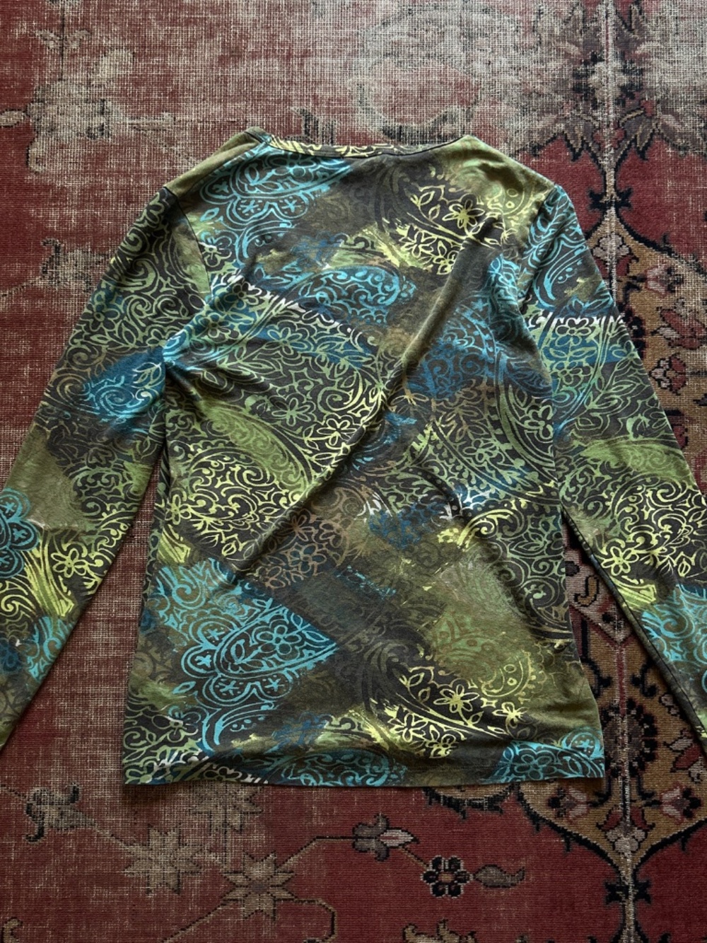 Vintage Y2K Green Graphic Floral Top - Picture 3 of 3
